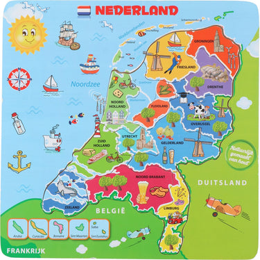 Marionette puzzel nederland - houten puzzel - landkaart nederland - 13 stukken - hout