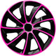 Nrm stig extra wieldoppen 14 - roze zwart - set van 4 stuks - abs kunststof