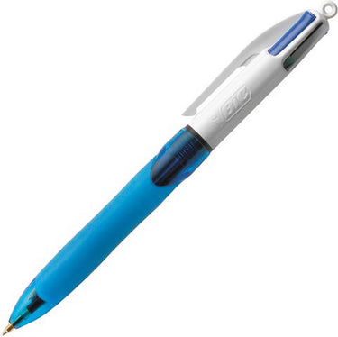 Bic 4 kleuren grip balpen - vier schrijfkleuren - zwart blauw rood groen - 1 stuk - medium punt 1 mm