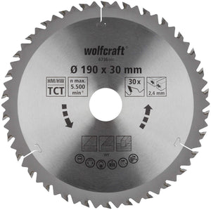 Wolfcraft - cirkelzaagblad 190x30mm - zaagblad voor cirkelzaag 190 mm - 30 tanden - 6736000