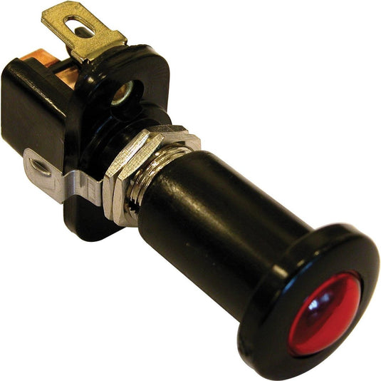 Carpoint trekschakelaar met rode indicator – 12v inbouwschakelaar – verlichte trekschakelaar – compact design – zwart