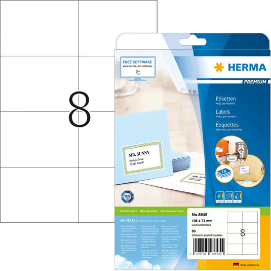 Herma etiketten premium a4 wit 105x74 mm papier 80 st.