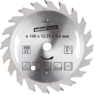 Wolfcraft - cirkelzaagblad 140x12,75mm - 20 tanden - zaagblad voor cirkelzaag - serie zilver - 6458000