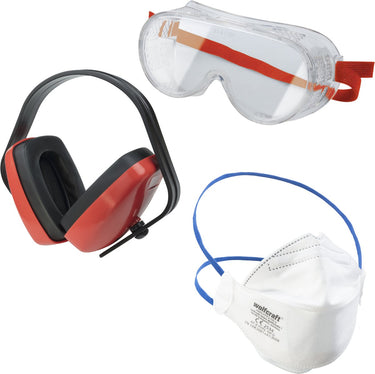 Wolfcraft - veiligheidsbril set - 3 delig - inclusief stofmasker en gehoorbrscherming - 4980000