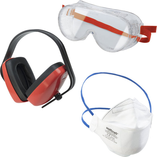 Wolfcraft - veiligheidsbril set - 3 delig - inclusief stofmasker en gehoorbrscherming - 4980000