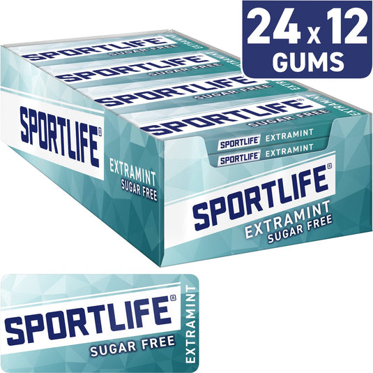 Sportlife extramint kauwgom doos - 24 pakjes - 24x18g