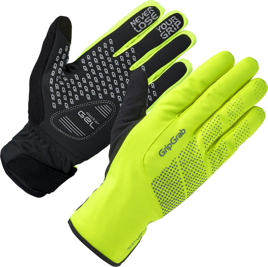 Gripgrab - ride waterproof winter fietshandschoenen lange vinger waterdicht met padding - unisex - geel hi-vis - maat l