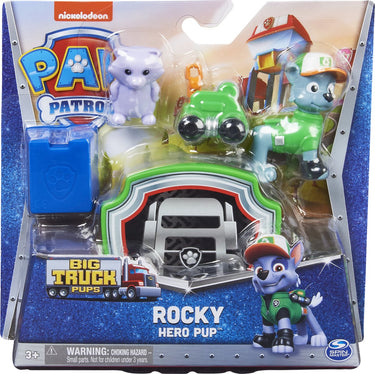 Paw patrol big truck pups - rocky-actiefiguur met reddingsdrone - speelfigurenset