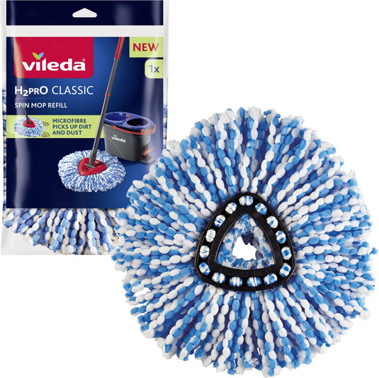 Vileda h2pro spin mop vervanging - 1 per verpakking - geschikt voor h2pro spin mop-systeem - voor harde vloeren