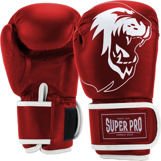 Super pro combat gear talent (kick)bokshandschoenen rood wit 6oz