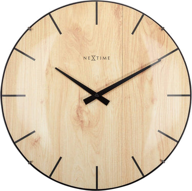 Nextime edge wood dome – wandklok – 35 cm – bol glas – lichtbruin