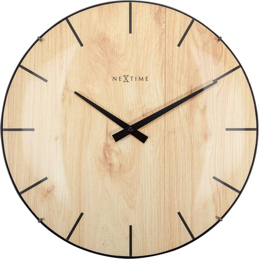 Nextime edge wood dome – wandklok – 35 cm – bol glas – lichtbruin