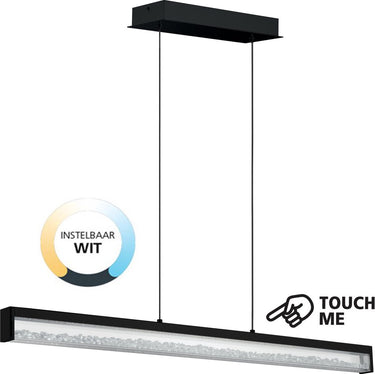 Eglo cardito 1 hanglamp - led - 100 cm - zwart - kristallen - dimbaar