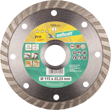 Wolfcraft - diamantdoorslijpschijf 115mm - pro turbo diamant doorslijpschijf voor haakse slijpers - 1694000