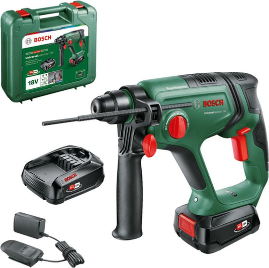 Bosch universalhammer 18v accu boorhamer - 2.0 j - met 2 x 18 v accu (2.5 ah) en lader - in koffer