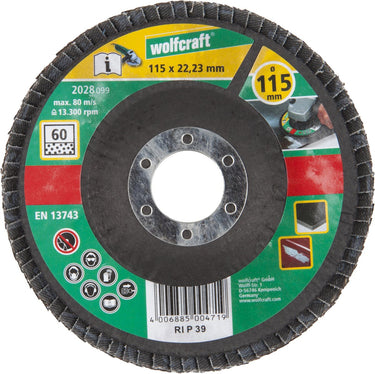 Wolfcraft - lamellenschijf - 115mm - korrel 60 - schuurlamellenplaat haakse slijper voor metaal - 2028099