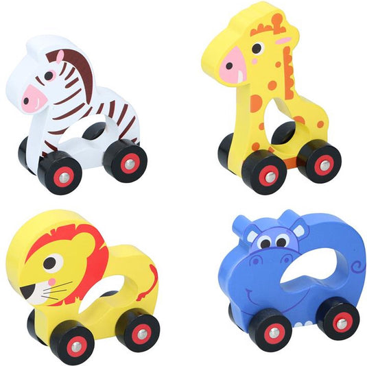 Marionette wooden toys houten dier op wielen - houten speelgoed - fsc hout - ca. 15 x 6 x 11,5 cm - assorti