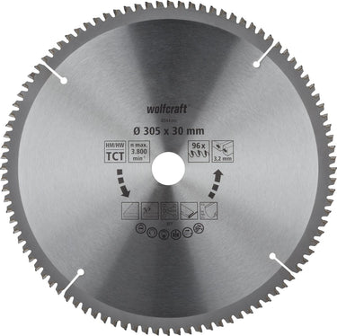 Wolfcraft - zaagblad 305x30mm voor afkortzaag - 96 tanden - verstekzaag - serie lila - 6544000