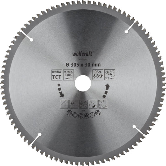 Wolfcraft - zaagblad 305x30mm voor afkortzaag - 96 tanden - verstekzaag - serie lila - 6544000
