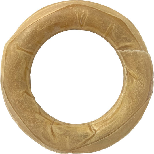 Petsnack - hondensnack - geperste kauwring - gedroogde buffelhuid - 15 cm - 3 stuks
