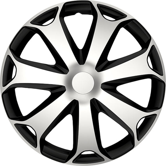 Carpoint wieldoppenset mega 15 inch zwart zilver 4 stuks