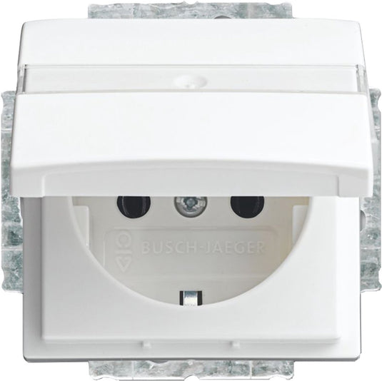 Busch-jaeger balance contactdoos - inbouw - 1-voudig - randaarde - met klep - polarwit