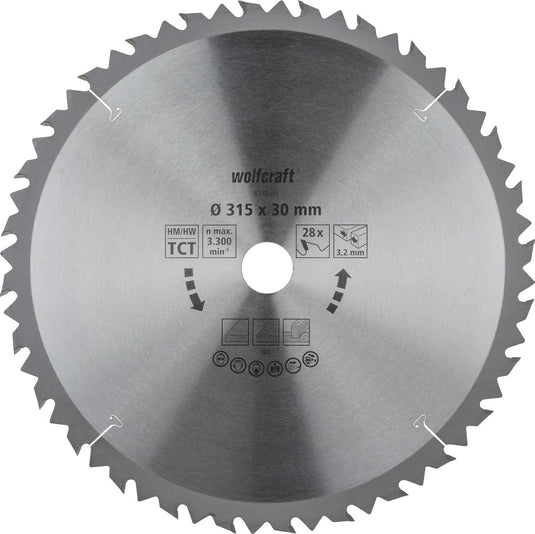 Wolfcraft - zaagtafel cirkelzaagblad 315x30mm - 28 tanden - zaagblad voor tafelzaag - 6742000