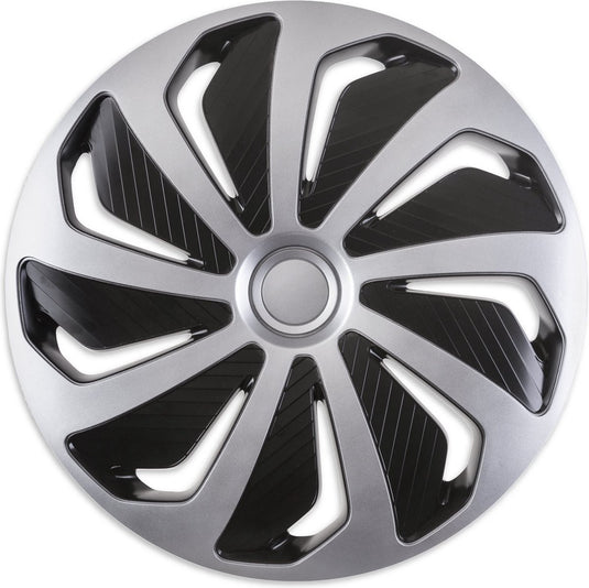 Versaco wieldoppen 16 inch - wind zwart zilver - 4 stuks