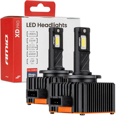Amio xd pro d1s d1r led koplampen full canbus 6500k wit licht - 11132lm 110w d1s d1r xenon vervanging plug and play krachtige upgrade