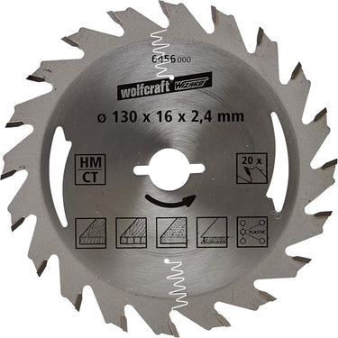 Wolfcraft - cirkelzaagblad 130x16mm - 20 tanden - zaagblad voor cirkelzaag - serie zilver - 6456000