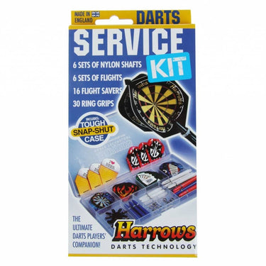 Harrows -darts service kit - 6 sets shafts - 6 sets flights- 16 fligth savers - 30 ring grips