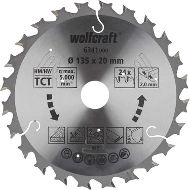 Wolfcraft - cirkelzaagblad 135 x 20 mm - voor handcirkelzaag - serie lila - 6341000