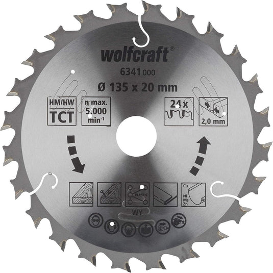 Wolfcraft - cirkelzaagblad 135 x 20 mm - voor handcirkelzaag - serie lila - 6341000
