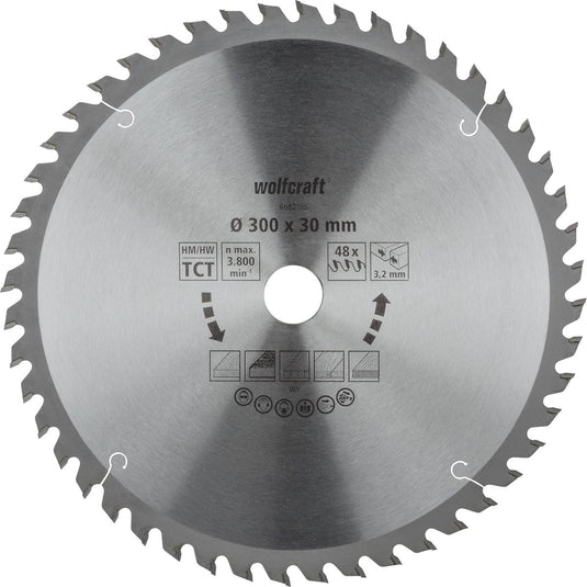 Wolfcraft - zaagtafel cirkelzaagblad 300x30mm - 48 tanden - zaagblad voor tafelzaag - 6682000