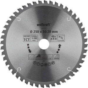 Wolfcraft - zaagblad 250x30mm voor afkortzaag - 48 tanden - verstekzaag - serie oranje - 6547000
