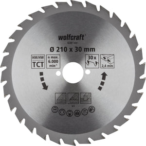 Wolfcraft - cirkelzaagblad 210x30mm - 30 tanden - zaagblad voor cirkelzaag - serie groen - 6381000