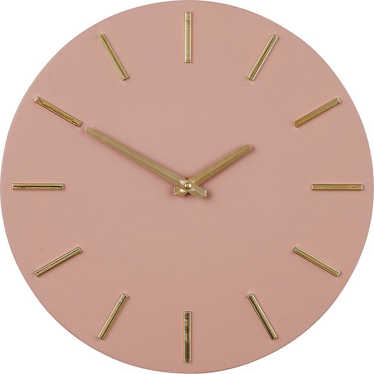 Mica decorations wandklok - roze goud - d36 cm - aluminium - muur klok - rond