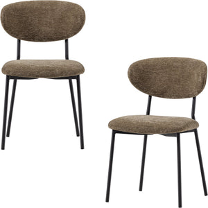 Woood kjeld eetkamerstoelen - chenille stof - groen - set van 2