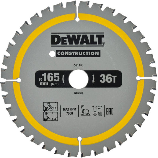 Dewalt dt1950-qz serie - tct cirkelzaagblad - 165mm - 36 tanden - voor accuzagen