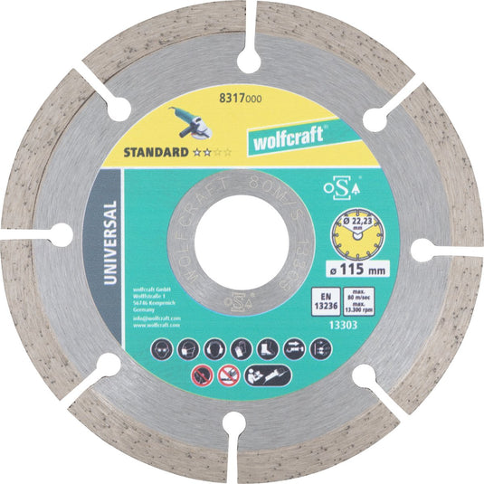 Wolfcraft - diamantdoorslijpschijf - universele doorslijpschijf - ø 115 mm - 8317000