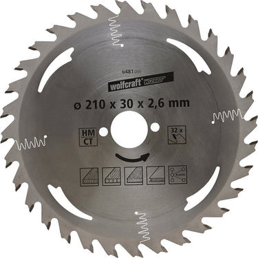 Wolfcraft - cirkelzaagblad 210x30mm - 32 tanden - zaagblad voor cirkelzaag - serie zilver - 6481000