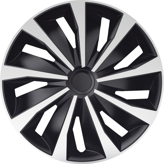 Carpoint wieldoppenset grip 14 inch zwart zilver 4 stuks