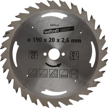 Wolfcraft - cirkelzaagblad 190x20mm - 28 tanden - zaagblad voor cirkelzaag - serie zilver - 6476000