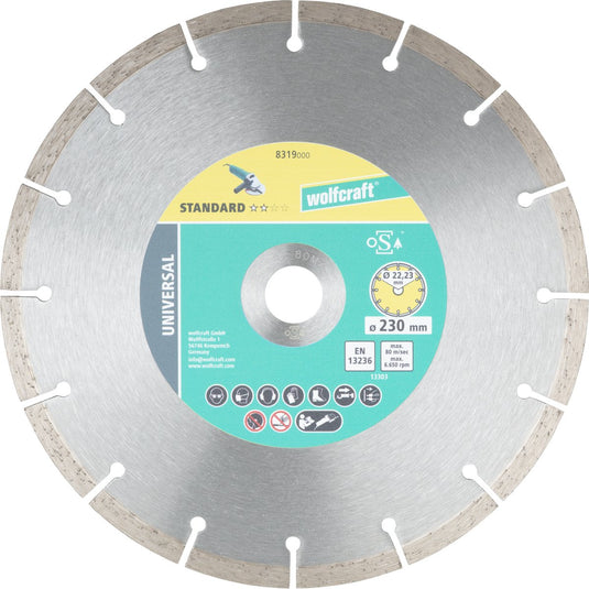 Wolfcraft - diamant doorslijpschijf 230 mm - voor haakse slijpmachine - 8319000