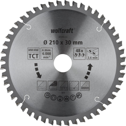 Wolfcraft - zaagblad 210x30mm voor afkortzaag - 48 tanden - verstekzaag - serie oranje - 6545000