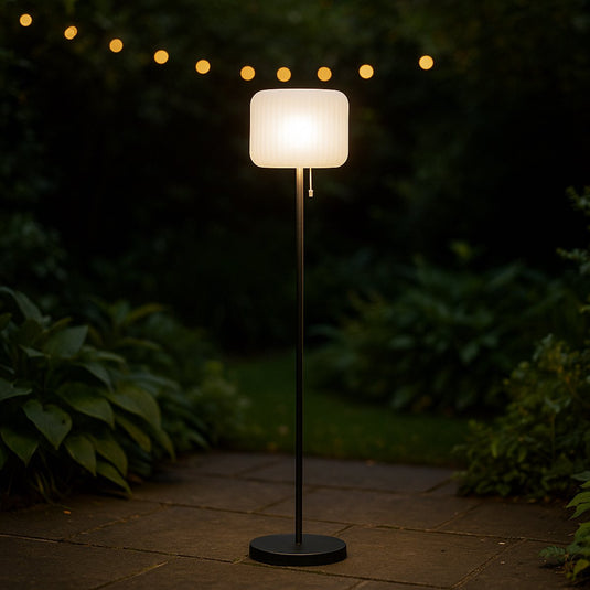 Calex zonne-energie vloerlamp latina - oplaadbaar - solar - 150cm - staande lamp voor buiten - draadloos - dimbaar - warm wit licht rgb - waterdicht - decoratie voor tuin - sfeerverlichting - zwart