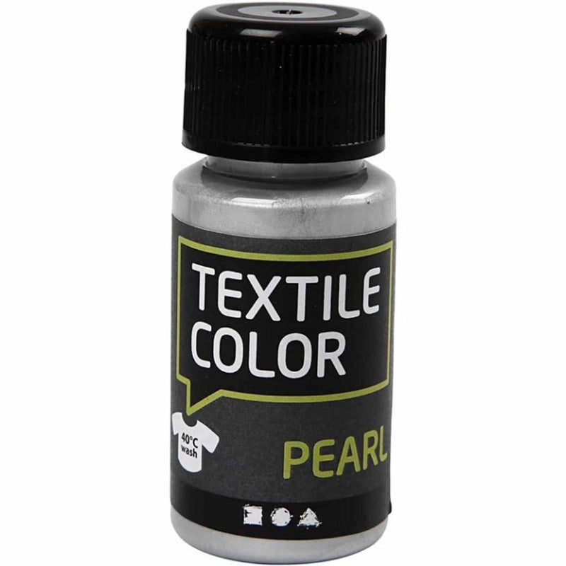 Afbeelding laden in galerijviewer, Creativ company https: www.cchobby.nl textielkleur-parelmoer-zilver-50-ml-1-fles
