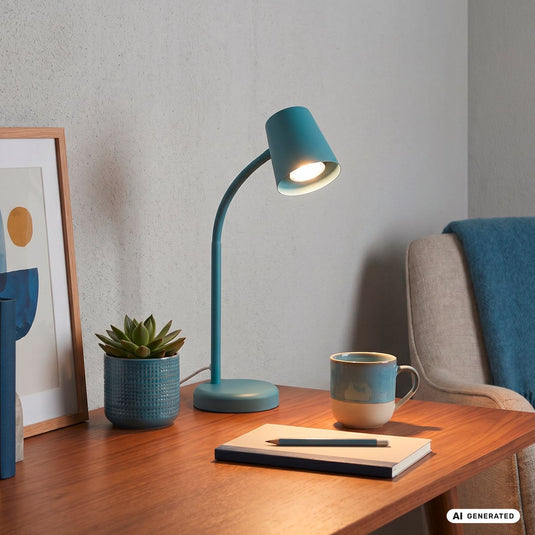 Briloner skriva - tafellamp - bureaulamp - met snoer - draaibaar tafellampje - excl. gu10 - 13 x 38,5 cm - blauw