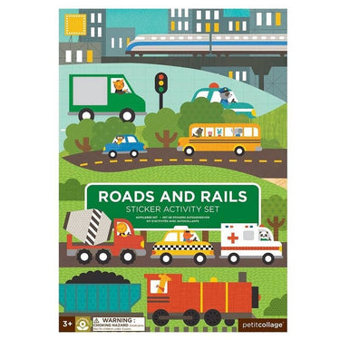 Petit collage stickerboek - roads rails |