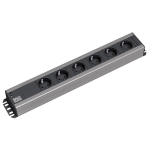 Bachmann stekkerdoos 6x geaard contact, 19-inch rack-compatibel, 2 m